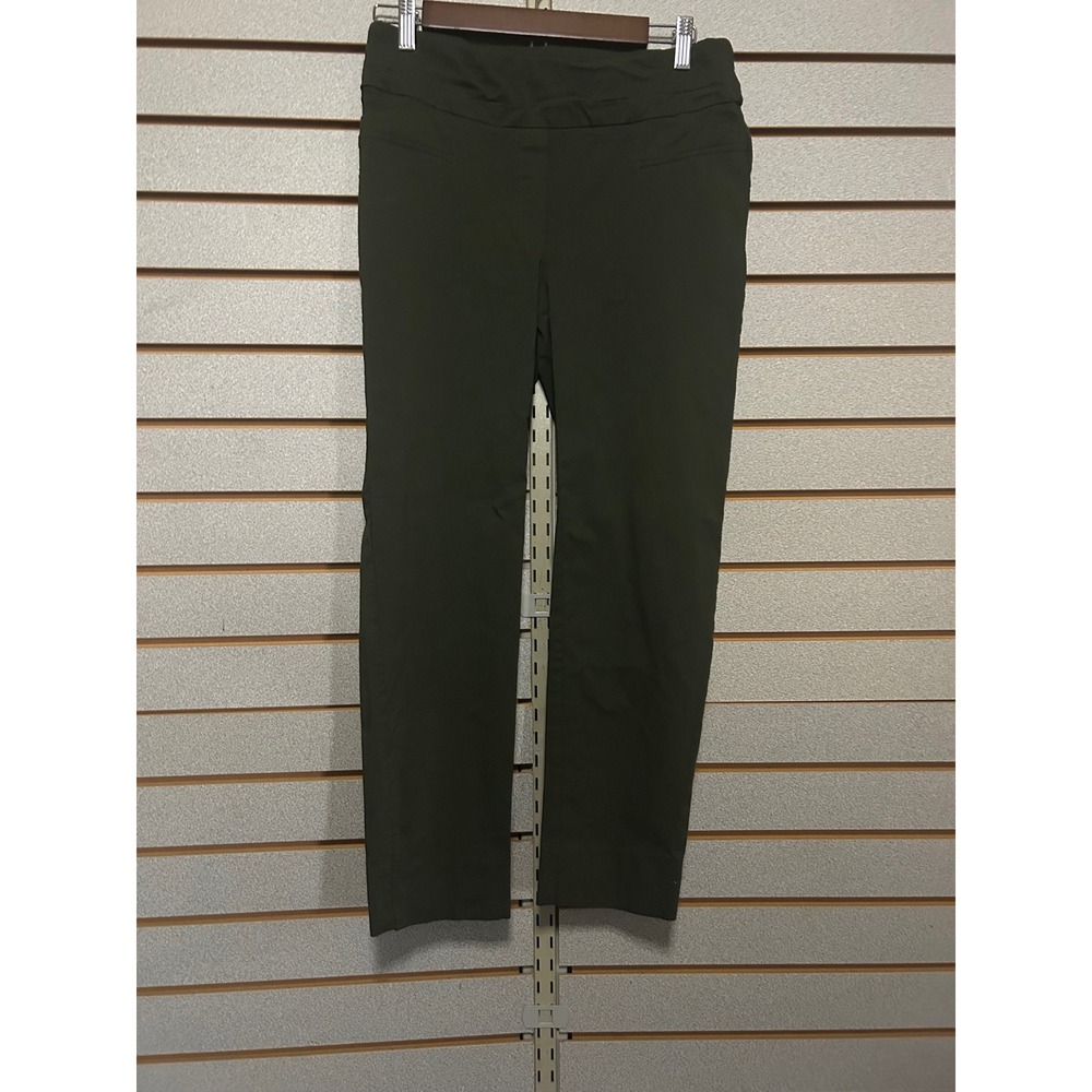 Zac & Rachel Womens Olive Green Pull On Straight Leg Stretch Pants Size 8